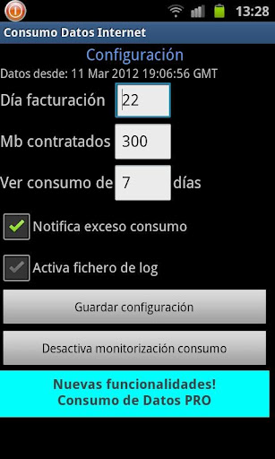 configuracion app consumo datos 3g